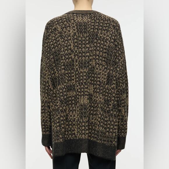CLOSED Jacquard Pattern Alpaca Wool Slouchy Sweater Brown Black Chunky Knit NWT - Picture 2 of 12